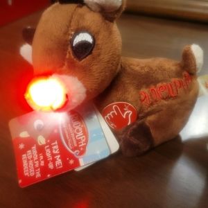 Rudolph the red nose reindeer plush. Light up and sings NWT
